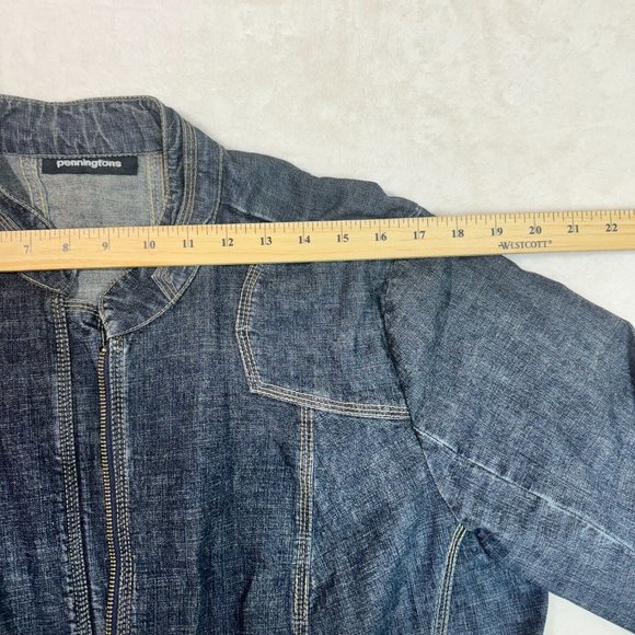 PENNINGTONS Women's 16 Jean Jacket Denim Blue Casual Zip-Up Classic Outerwear - Picture 10 of 16